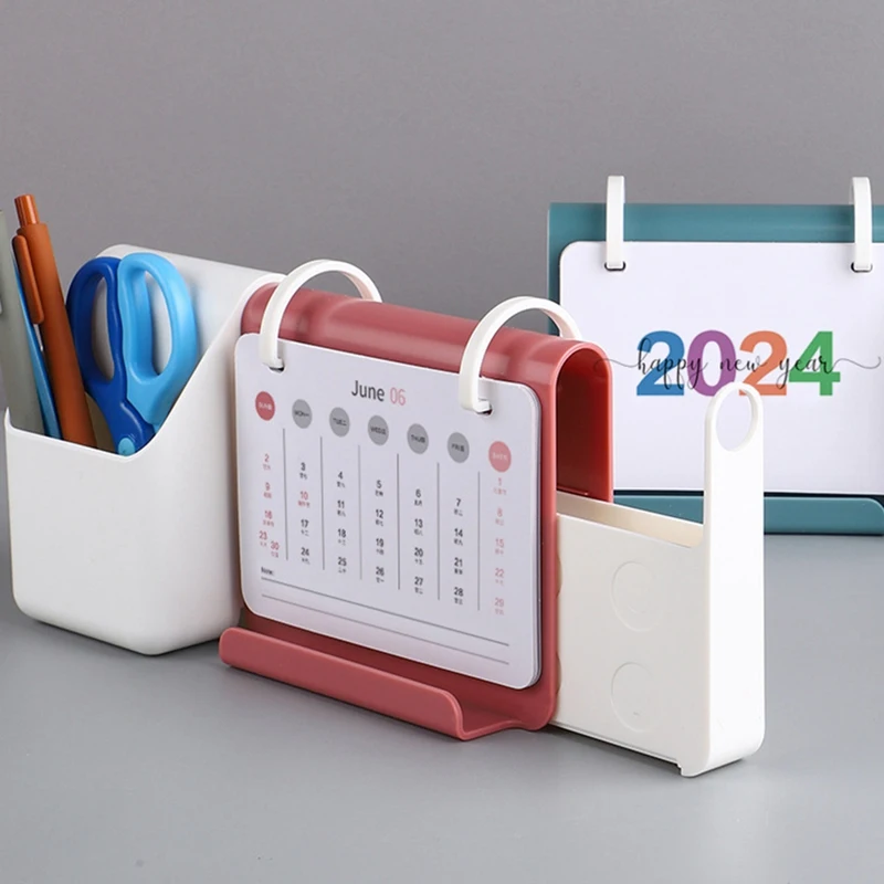 1 db 2024-es asztali naptár tolltartó 2024-es naptárblokk havi dátummegjelenítés irodai dekorációhoz - 2