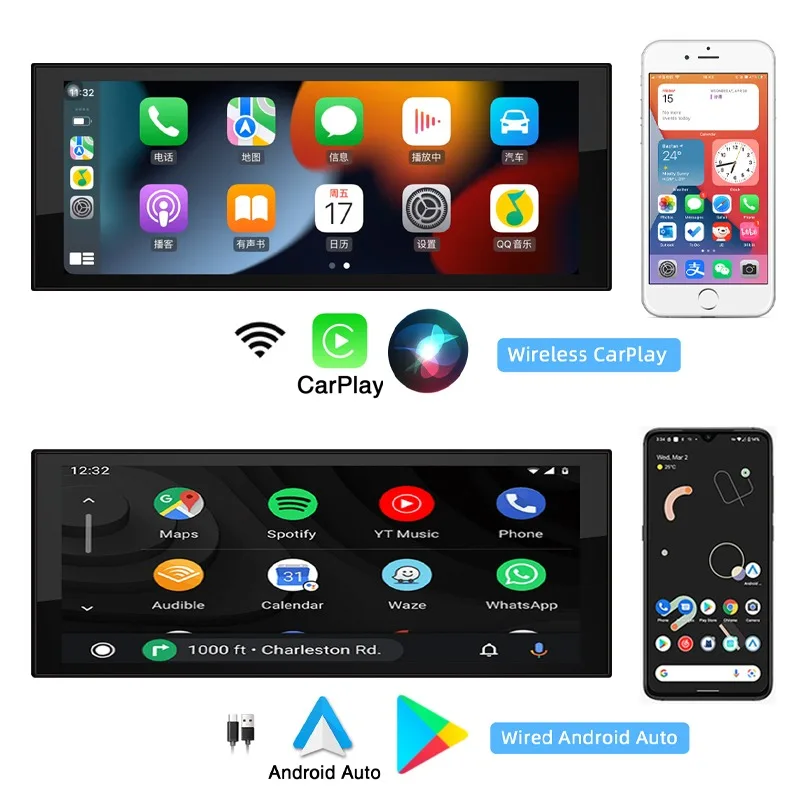 1 din Android autórádió vezeték nélküli CarPlay Android-Auto tükör link WiFi 6,86 hüvelyk univerzális multimédia lejátszó GPS navigáció - 2