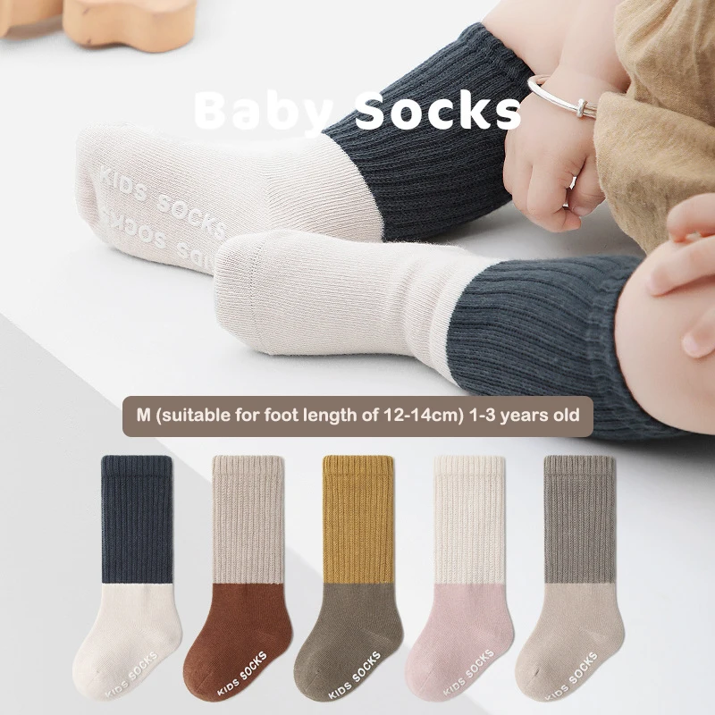 1 pár baba zokni tavaszi nyári gyermek zokni varrás színes baba zokni lábmelegítő csúszásgátló pamut zokni csecsemő újszülöttnek - 0