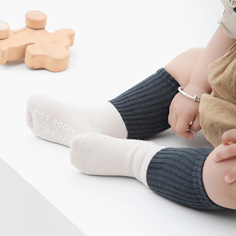 1 pár baba zokni tavaszi nyári gyermek zokni varrás színes baba zokni lábmelegítő csúszásgátló pamut zokni csecsemő újszülöttnek - 2