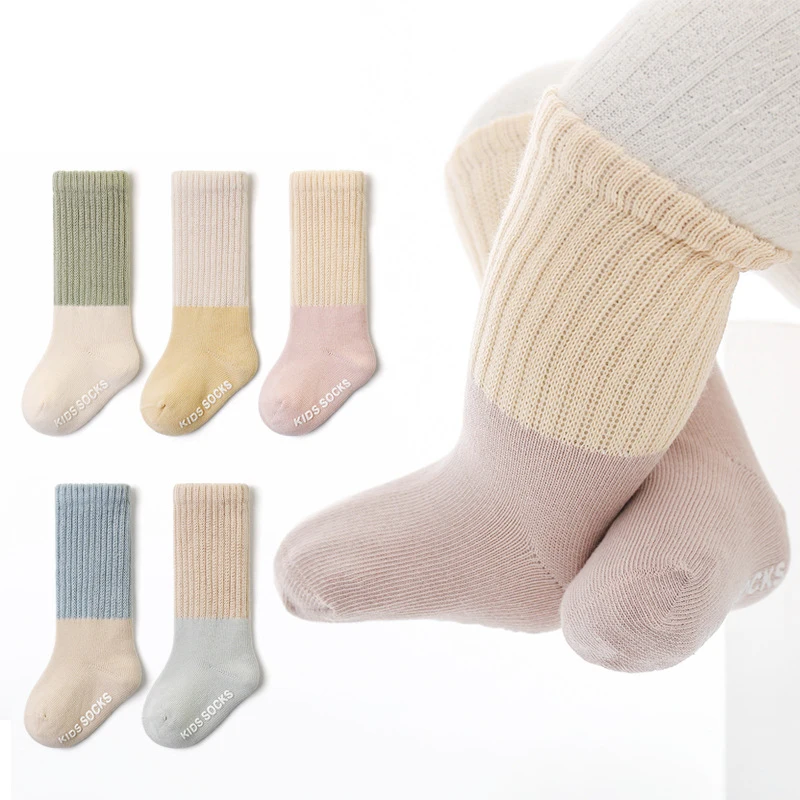 1 pár baba zokni tavaszi nyári gyermek zokni varrás színes baba zokni lábmelegítő csúszásgátló pamut zokni csecsemő újszülöttnek - 3