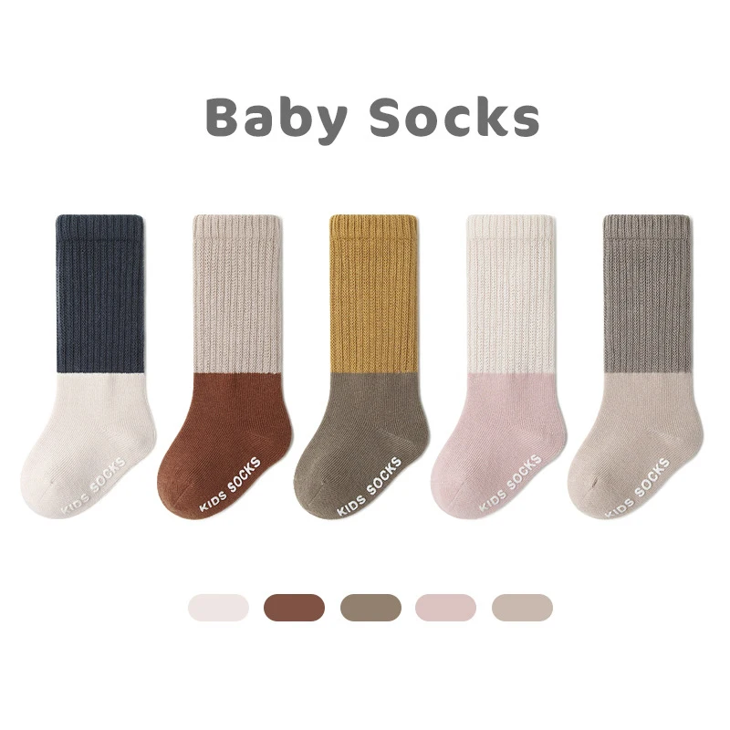1 pár baba zokni tavaszi nyári gyermek zokni varrás színes baba zokni lábmelegítő csúszásgátló pamut zokni csecsemő újszülöttnek - 4