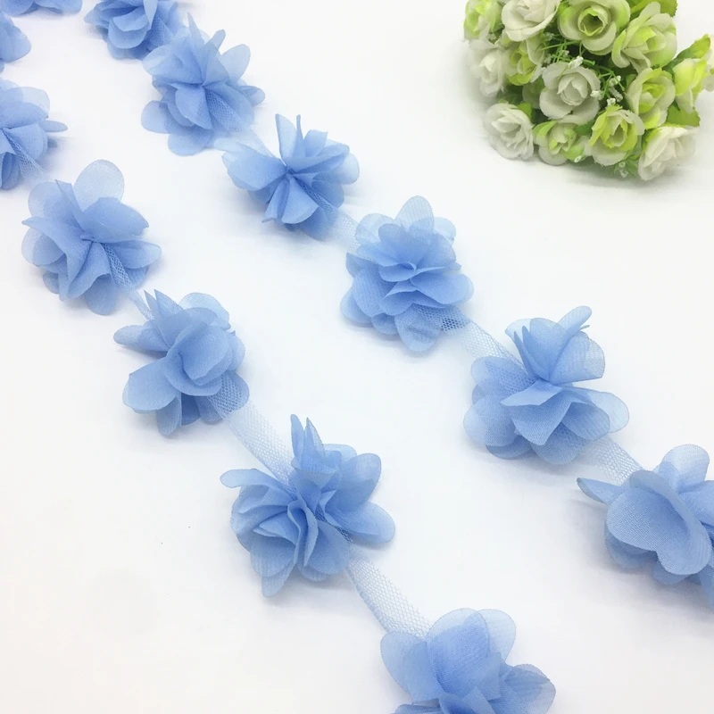 1 yard 3D sifon virág csipke díszítés baba hajszalag csipke szövet dekoráció DIY ruházati kiegészítők szalag - 1