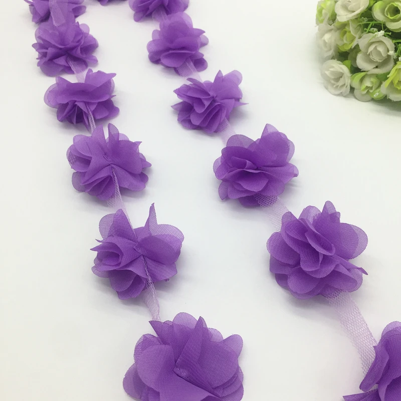 1 yard 3D sifon virág csipke díszítés baba hajszalag csipke szövet dekoráció DIY ruházati kiegészítők szalag - 4