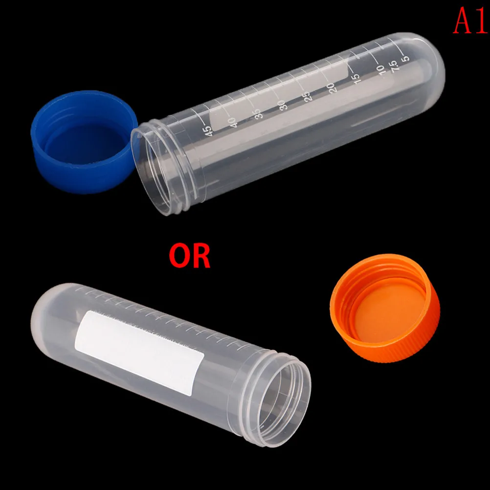 10db 50 ml-es műanyag centrifuga laboratóriumi kémcső cső injekciós üveg tartály kerek fenekű laboratóriumi iskolai oktatási kellékek A1 - 0