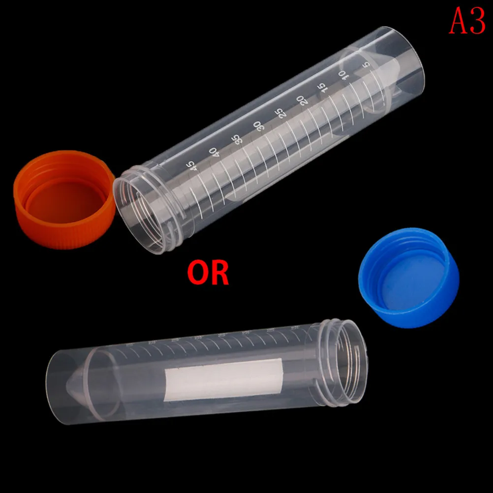 10db 50 ml-es műanyag centrifuga laboratóriumi kémcső cső injekciós üveg tartály kerek fenekű laboratóriumi iskolai oktatási kellékek A1 - 1