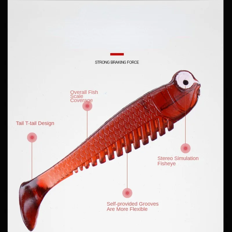 10db T-Tail lágy csalik 1.3g 5.5cm Swimbait Wobblers Horgászcsalik Szilikon műcsali csuka sügérhez Horgász kiegészítők - 5