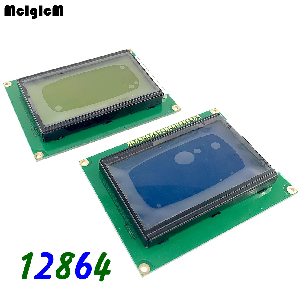 12864 128x64 képpont grafikus kék / sárga zöld színes háttérvilágítású LCD kijelző modul LCD12864 - 0