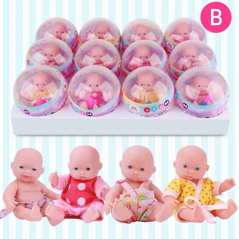 12db/lot Kiváló minőségű vicces szimuláció Vinyl baba baba alvó kifejezés baba Kollekció modell játékok lányoknak születésnapi ajándék - 1