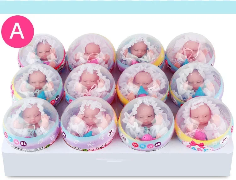 12db/lot Kiváló minőségű vicces szimuláció Vinyl baba baba alvó kifejezés baba Kollekció modell játékok lányoknak születésnapi ajándék - 3