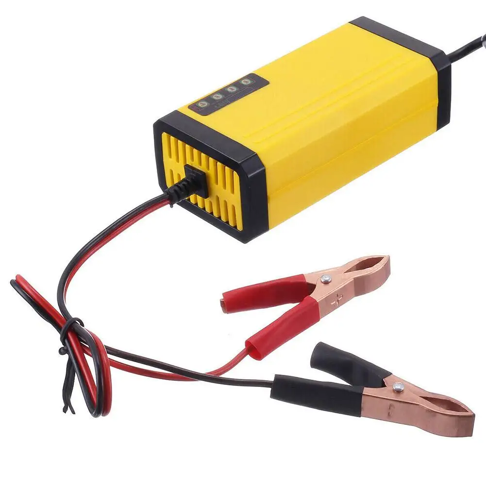 12V autós akkumulátortöltő sárga hordozható intelligens autó teherautó autó kijelző motorkerékpár LED töltővel A9D9 - 3