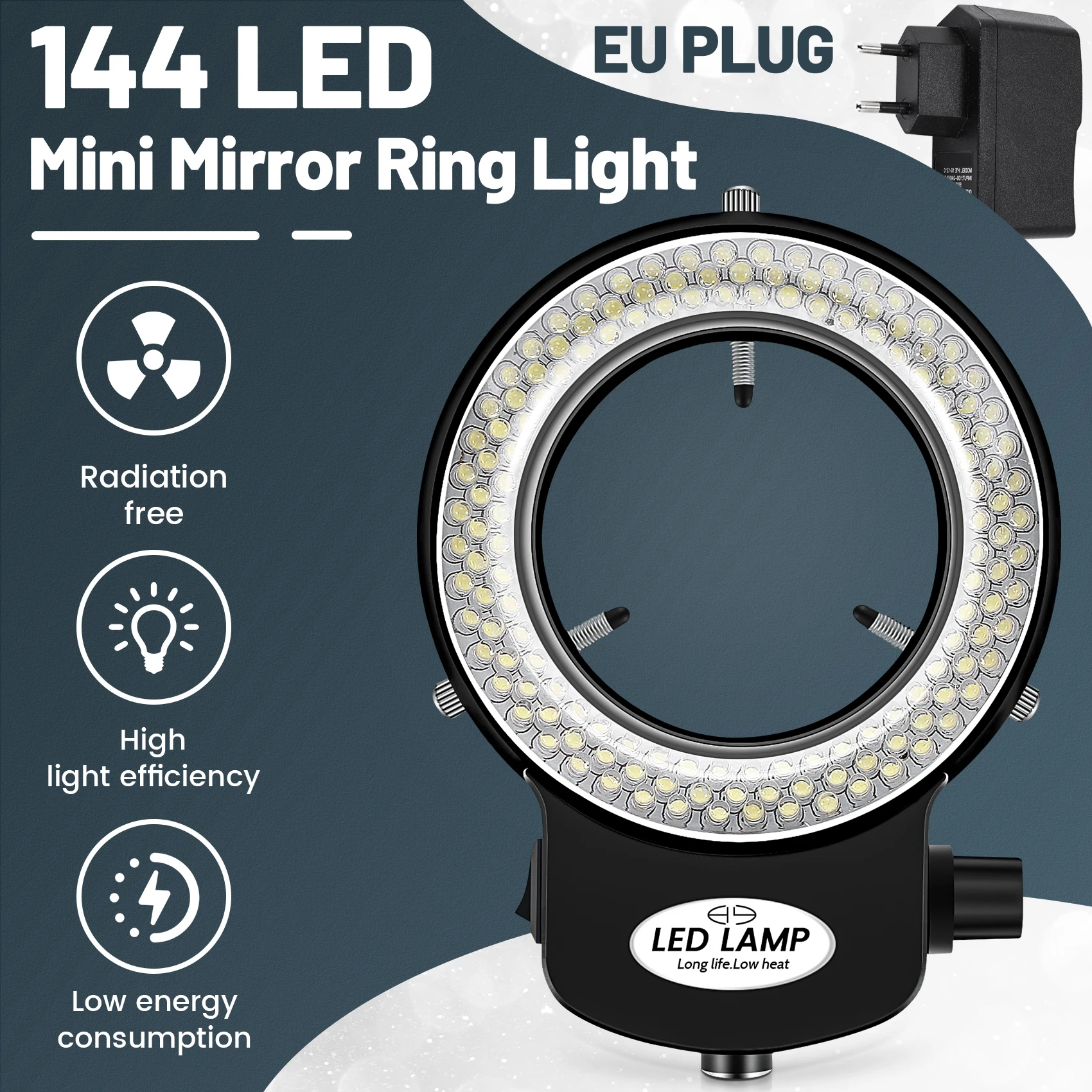144 LED miniszkóp gyűrű fény gyűrű fény 0 - 100% állítható lámpa miniszkóp gyűrűfényhez - 4