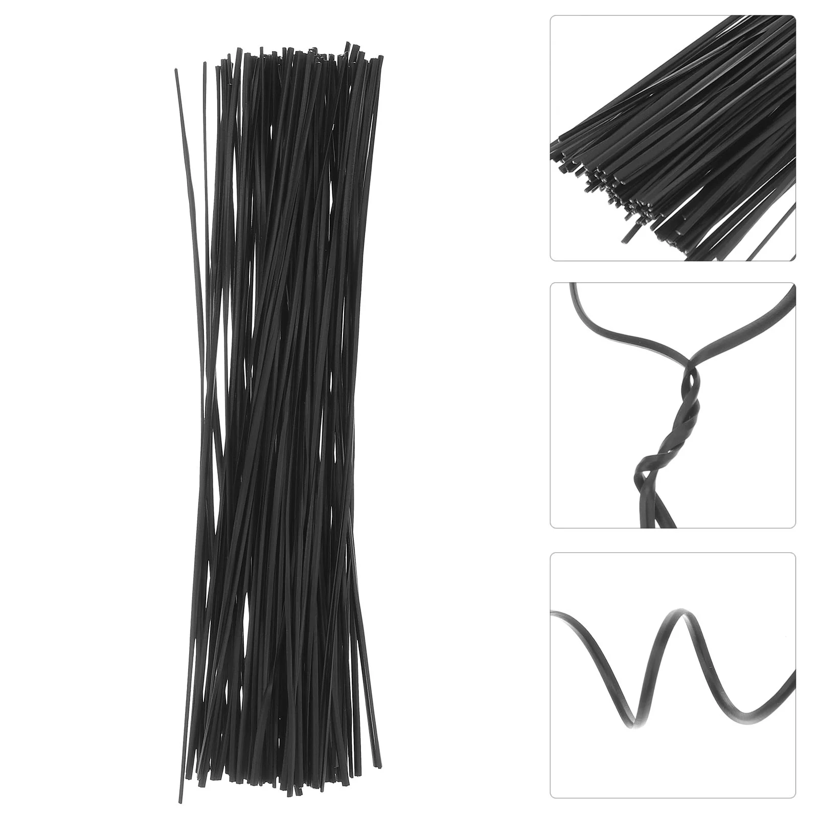 15cm horganyzott vashuzal csavaros nyakkendők kábeltekercselő szervező kötegelők (fekete) - 4