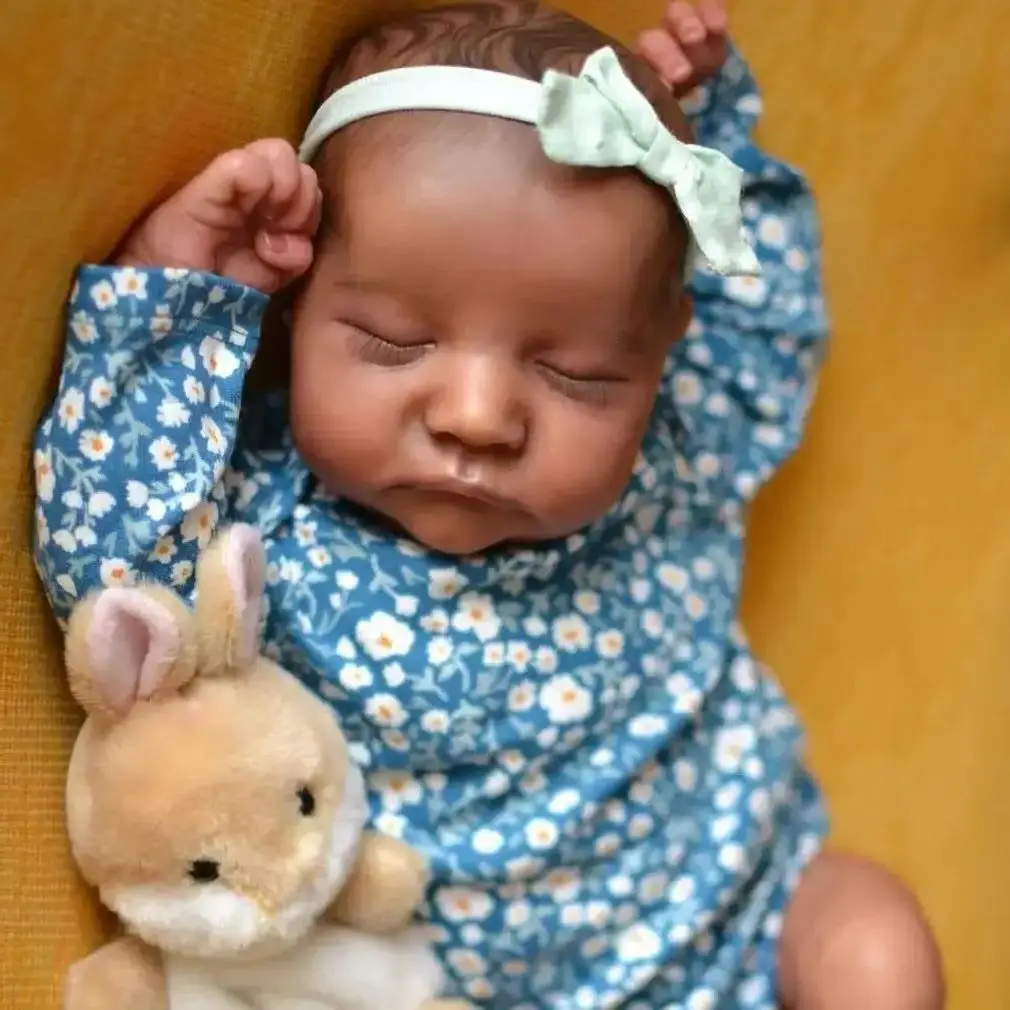19inch Reborn Levi Black Doll 49CM Cuddly Cloth Body Soft szilikon baba baba alvás Újszülött Bebe lány játékok ajándék - 0