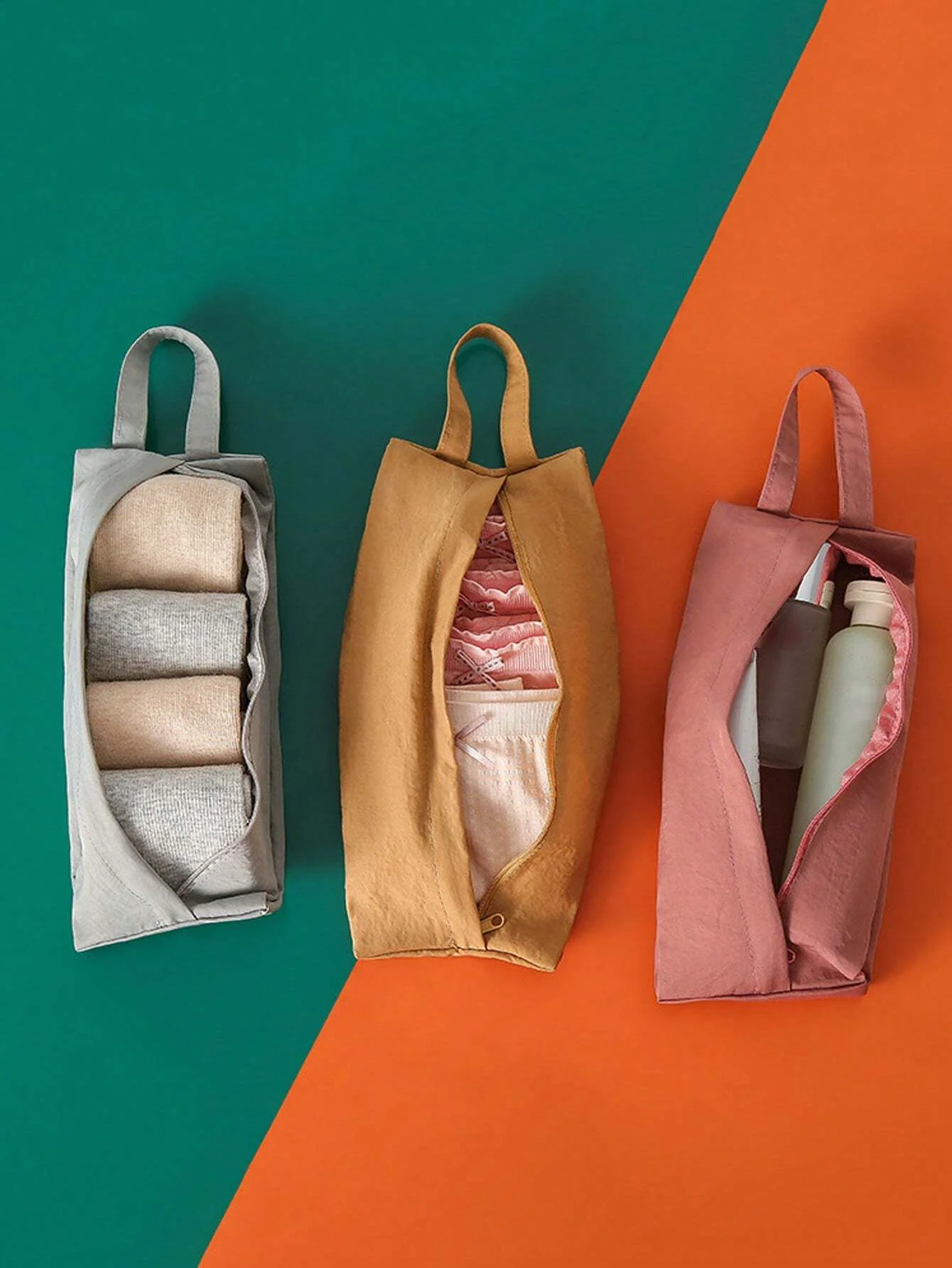 1db Nagy kapacitású hordozható utazásszervező kis táska, összecsukható zokni, fehérnemű tároló táska, kézmosó kendő, sminktáska - 5