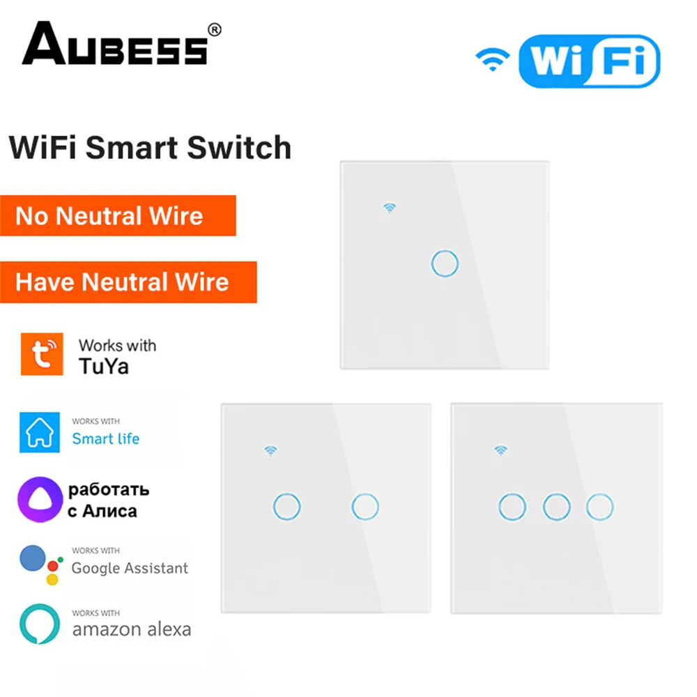 1DB WiFi intelligens érintőkapcsoló 1/2/3 gang lámpakapcsoló fali gomb Az intelligens otthon az Alexa Home-on keresztül működik a Smart Life alkalmazással - 1