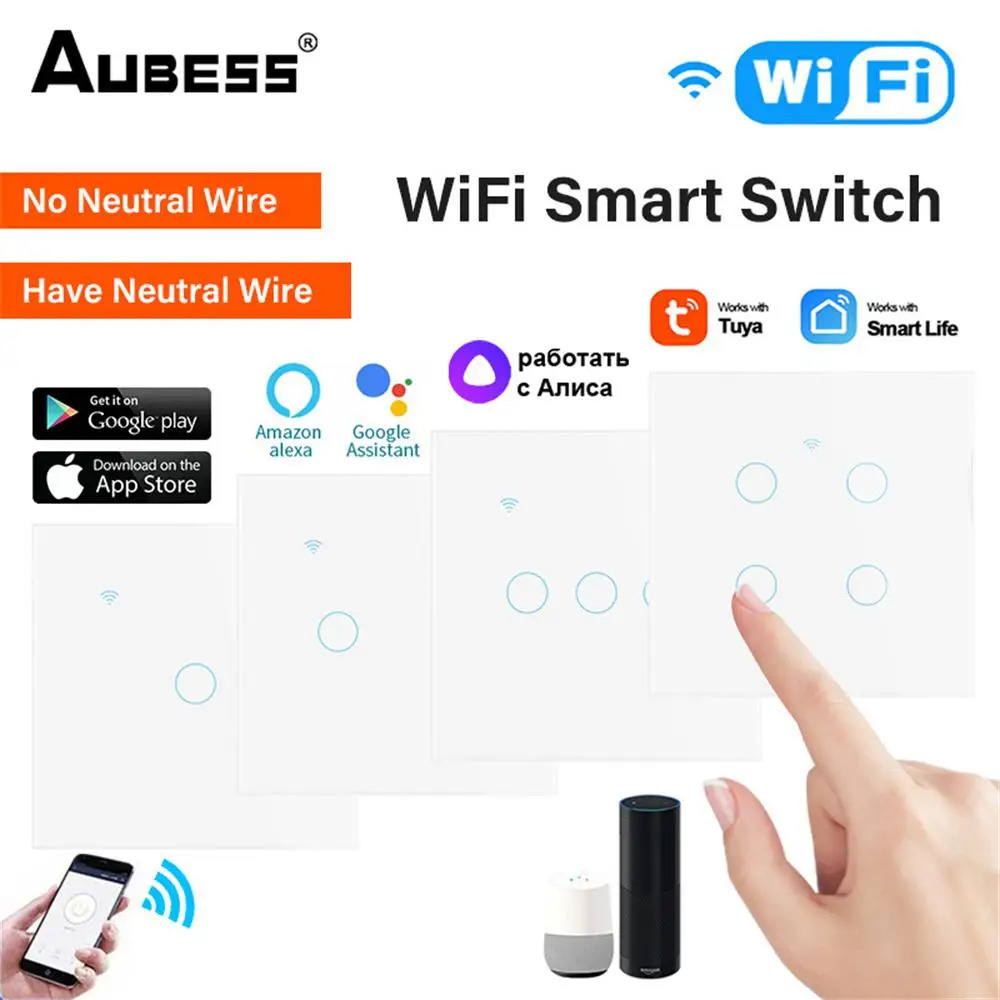1DB WiFi intelligens érintőkapcsoló 1/2/3 gang lámpakapcsoló fali gomb Az intelligens otthon az Alexa Home-on keresztül működik a Smart Life alkalmazással - 2