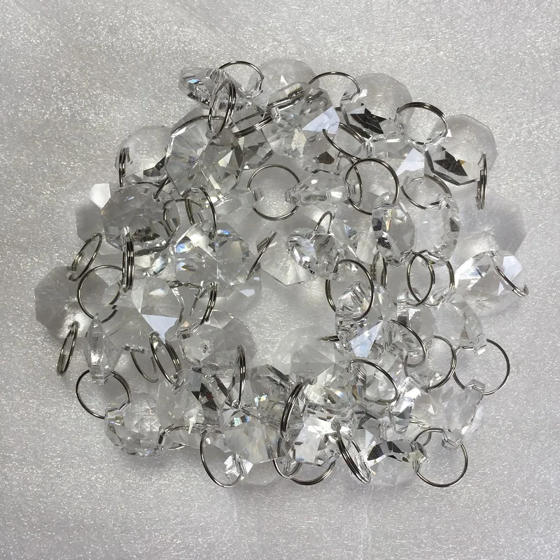 1M Átlátszó 14mm kristály nyolcszög gyöngyök láncok kristályüveg függő szálfüzérek otthoni esküvői ragyogó dekorációhoz - 3