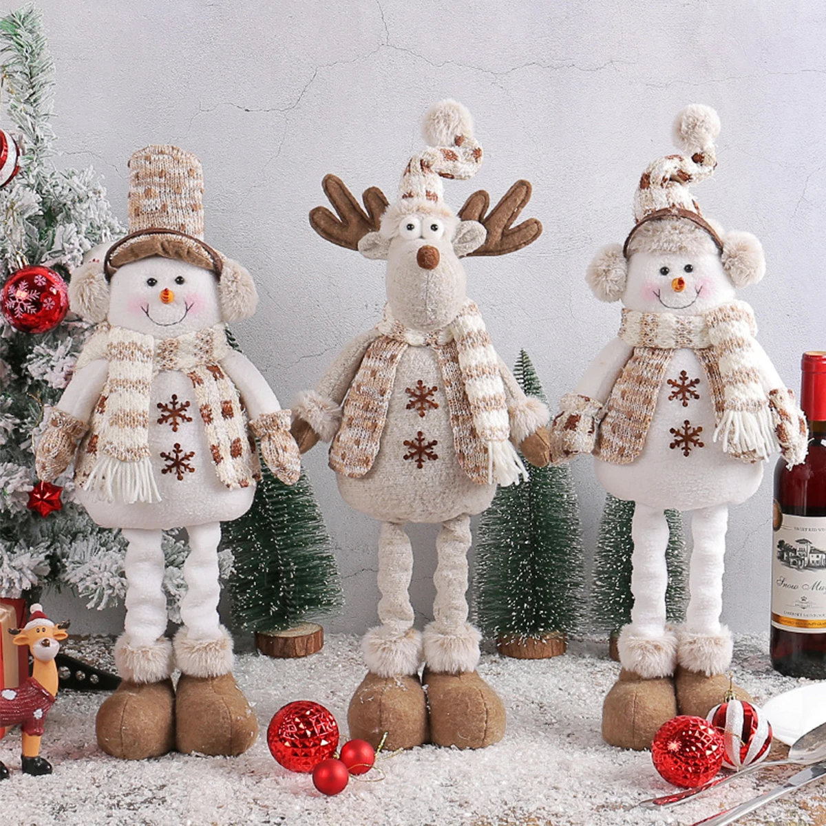 1Pcs karácsonyi baba dekorációk Hóember állítható lábak Új stílusú kötött jávorszarvas baba Karácsonyi ablak jelenet elrendezés Baba díszek - 3
