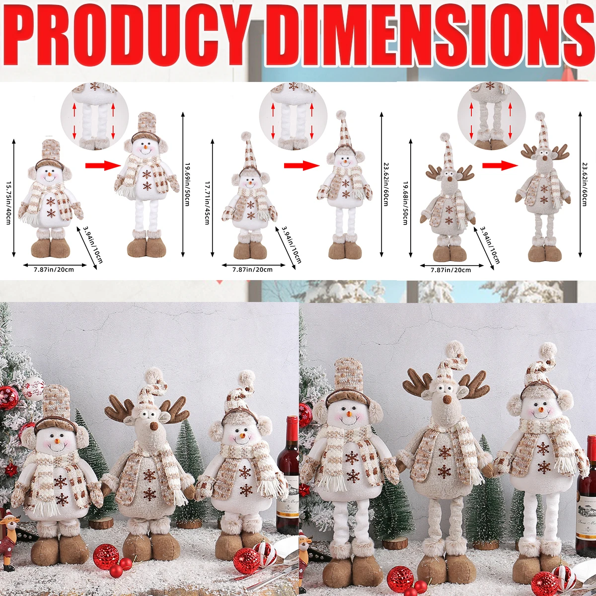 1Pcs karácsonyi baba dekorációk Hóember állítható lábak Új stílusú kötött jávorszarvas baba Karácsonyi ablak jelenet elrendezés Baba díszek - 5