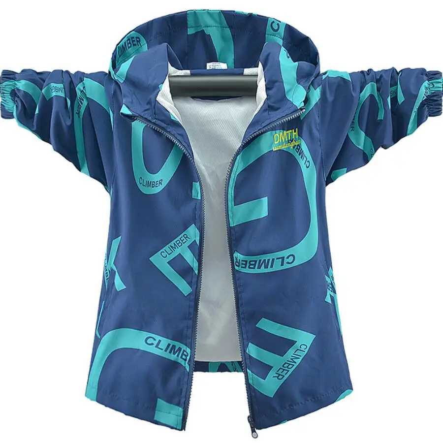 2023 Fiú dzseki divat alkalmi színátmenetes betűkabát Tinédzser tavasz ősz Szélálló gyerekek kültéri kapucnis széldzsekit viselnek - 4