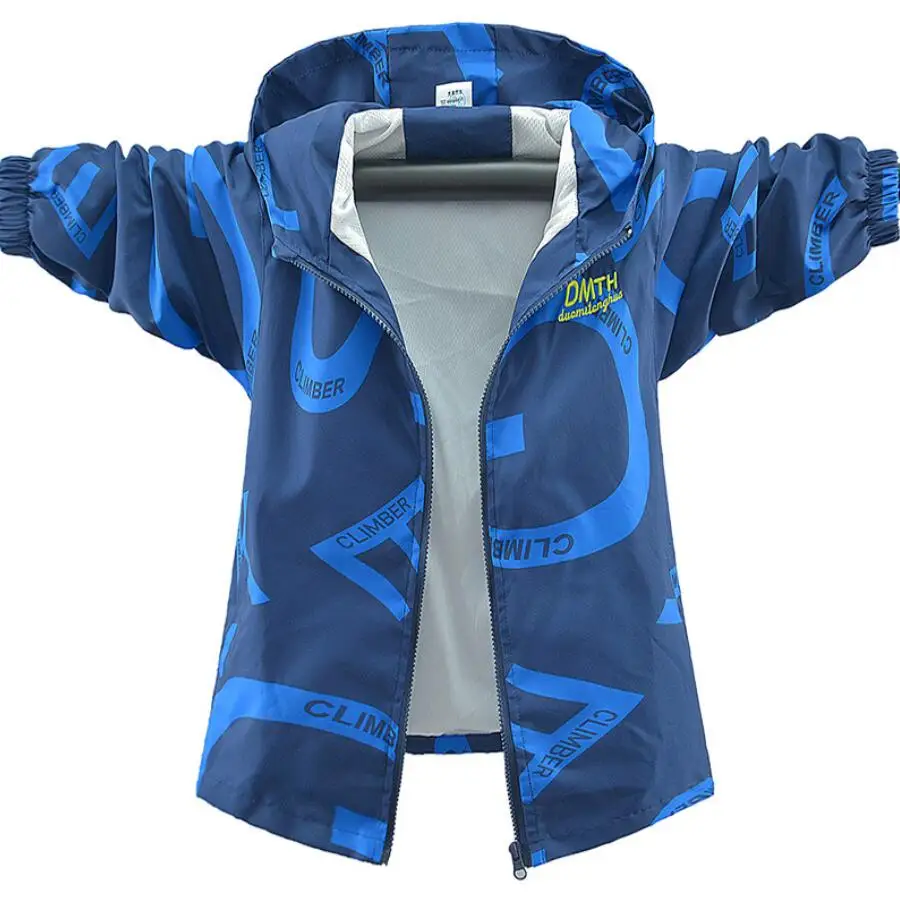 2023 Fiú dzseki divat alkalmi színátmenetes betűkabát Tinédzser tavasz ősz Szélálló gyerekek kültéri kapucnis széldzsekit viselnek - 5