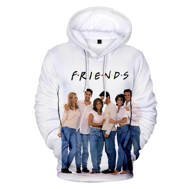 2023 Friends 3D nyomtatású kapucnis pulóverek Férfi kapucnis őszi és téli Plus Size TV sorozat Friends pulóver 5XL - 2
