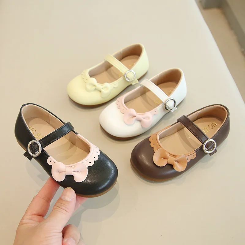 2023 nyár Új koreai stílusú lányok Mary Janes csipke íj Egyszerű csúszásmentes hercegnő cipő Gyerek divat Ok-okozati cipő Hook & Loop Flat - 0