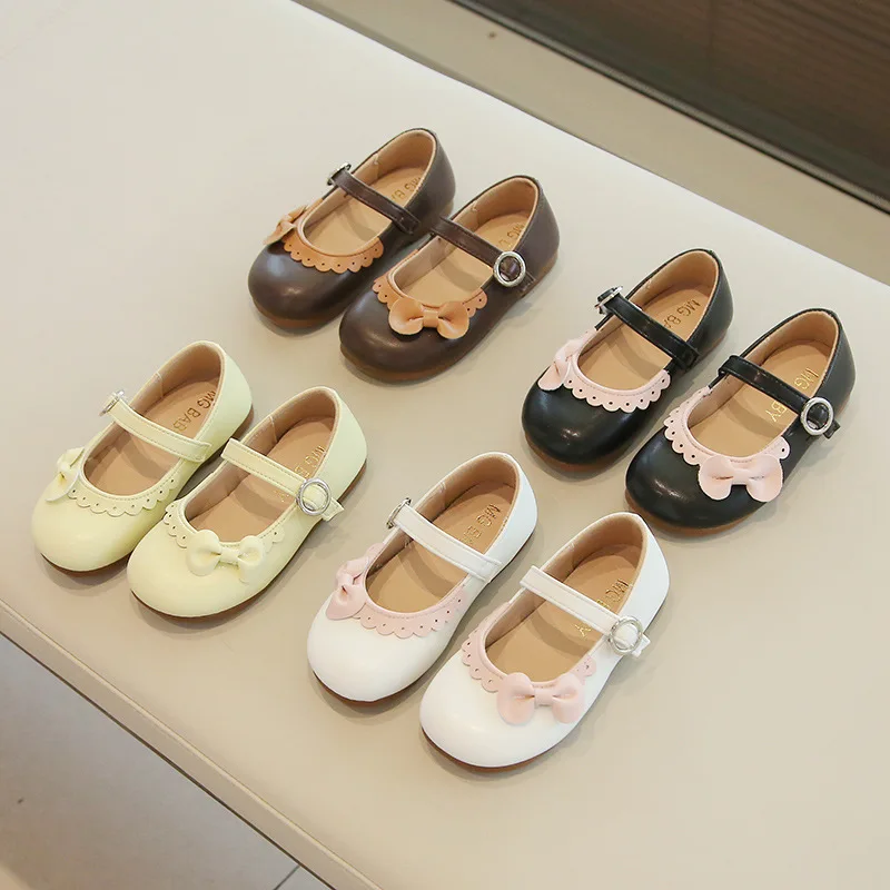 2023 nyár Új koreai stílusú lányok Mary Janes csipke íj Egyszerű csúszásmentes hercegnő cipő Gyerek divat Ok-okozati cipő Hook & Loop Flat - 1