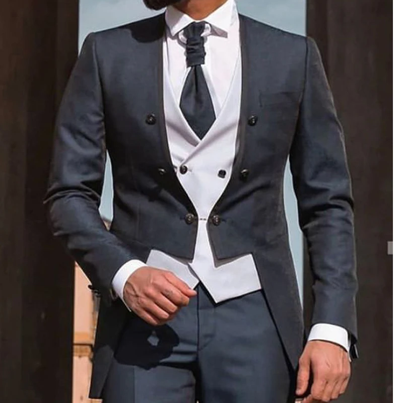 2023 Slim Fit férfi öltönyök dupla mellű kabáttal 3 darab Vőlegény szmokingok esküvőre Olasz stílusú férfi divatkabát mellény nadrág - 1
