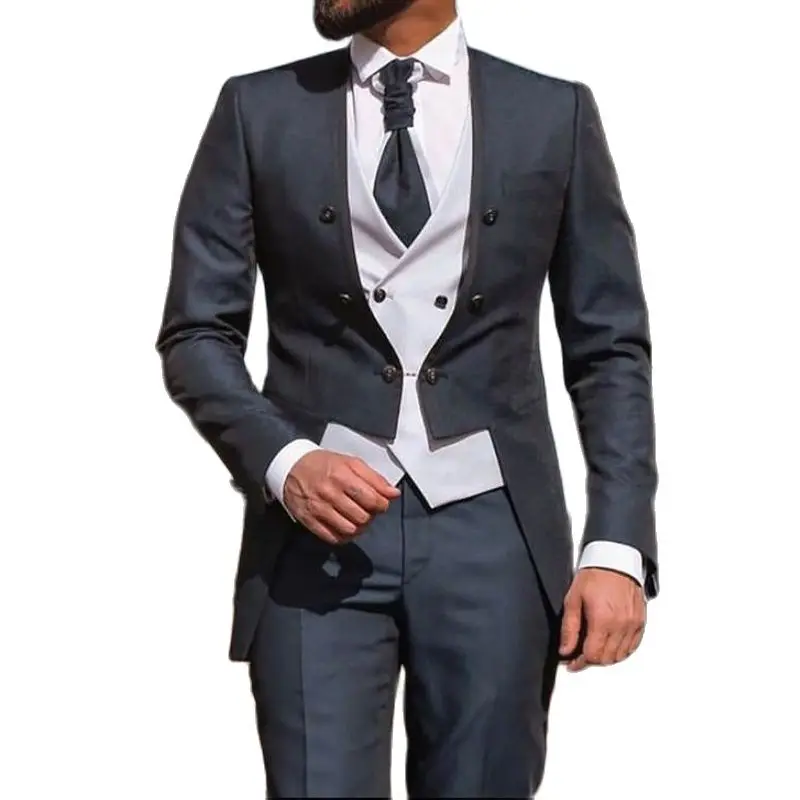 2023 Slim Fit férfi öltönyök dupla mellű kabáttal 3 darab Vőlegény szmokingok esküvőre Olasz stílusú férfi divatkabát mellény nadrág - 2