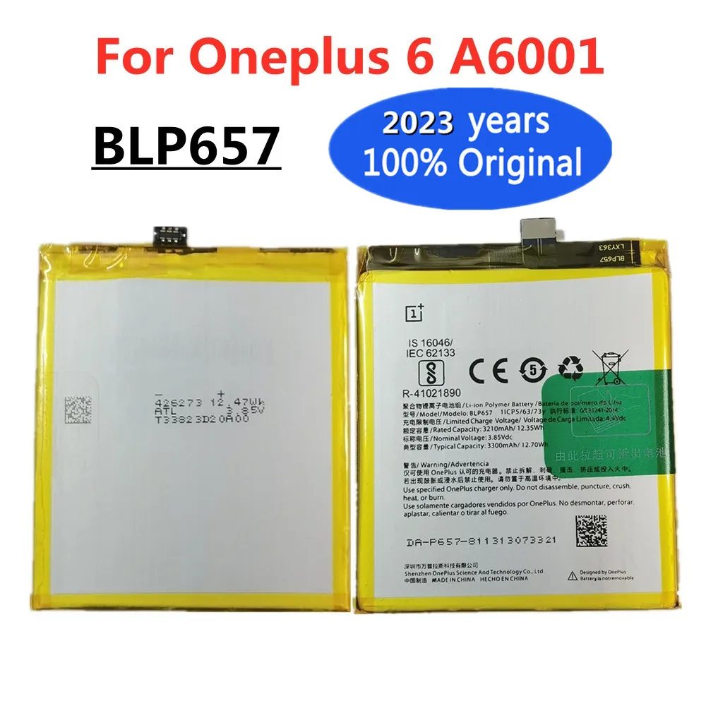 2023 év eredeti BLP657 3300mAh akkumulátor OnePlus 6-hoz Oneplus6 A6001 kiváló minőségű mobiltelefon-csere akkumulátorok - 0