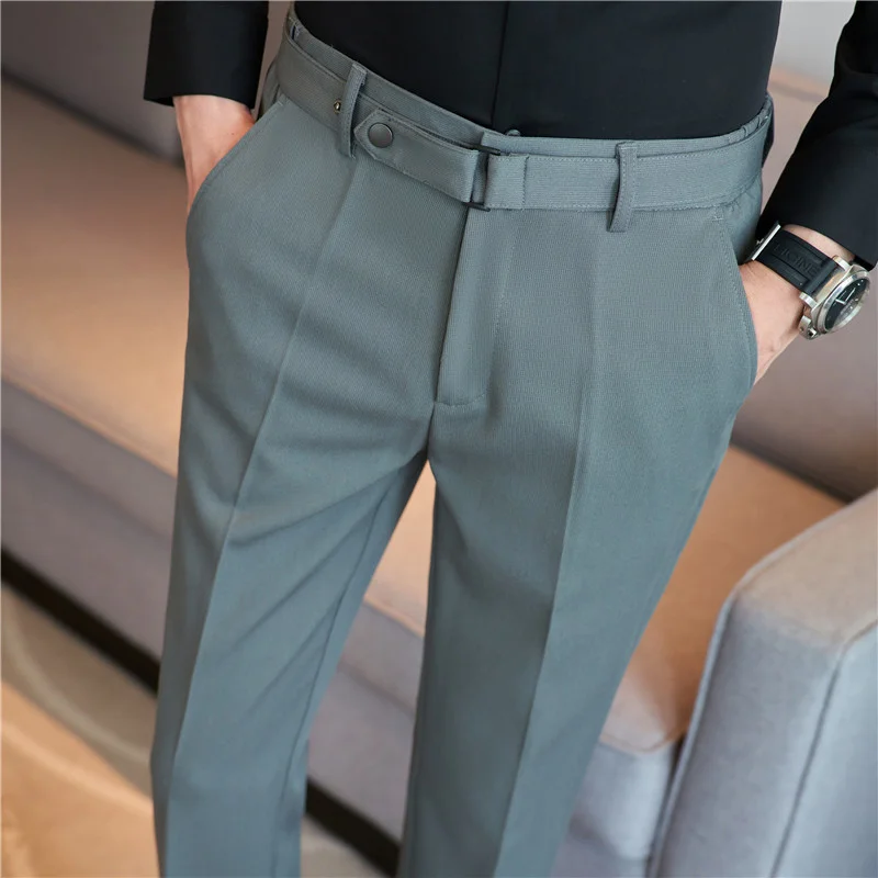 2023 Új alkalmi fehér férfi nadrág nadrág láb vékony lélegző kényelmes, kiváló minőségű férfi márkájú üzleti öltöny - 4