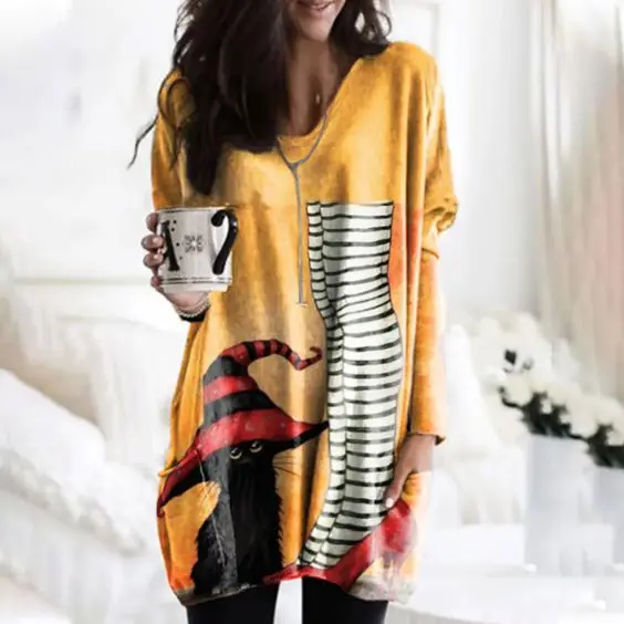 2023 ősz/tél Új 3D digitális nyomtatás Női hosszú póló Temperamentum kerek nyakú női pulóver Y2K felső - 2