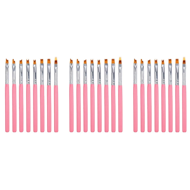 24Pcs Color Paint Pen Set rózsaszín szirom toll körömkefe Rövid körömkefe - 0