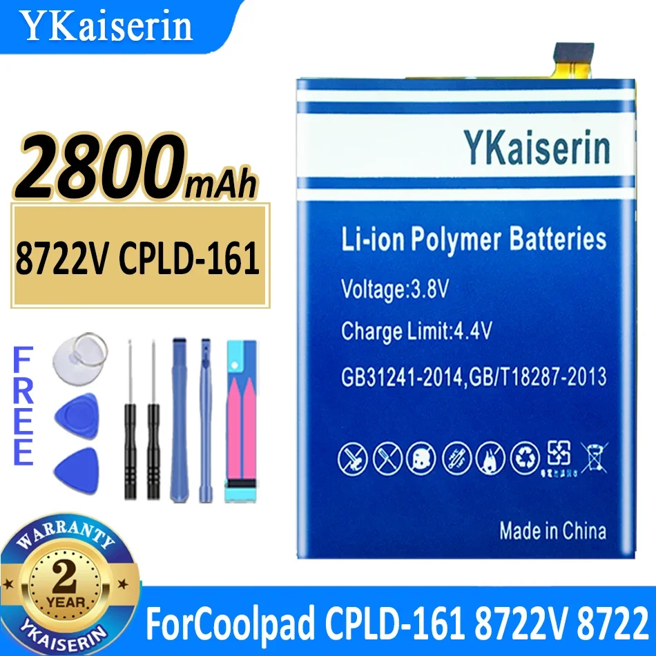 2800mAh YKaiserin akkumulátor 8722V CPLD 161 CPLD-161 Coolpad 8722 CPLD161 mobiltelefon akkumulátorokhoz - 0