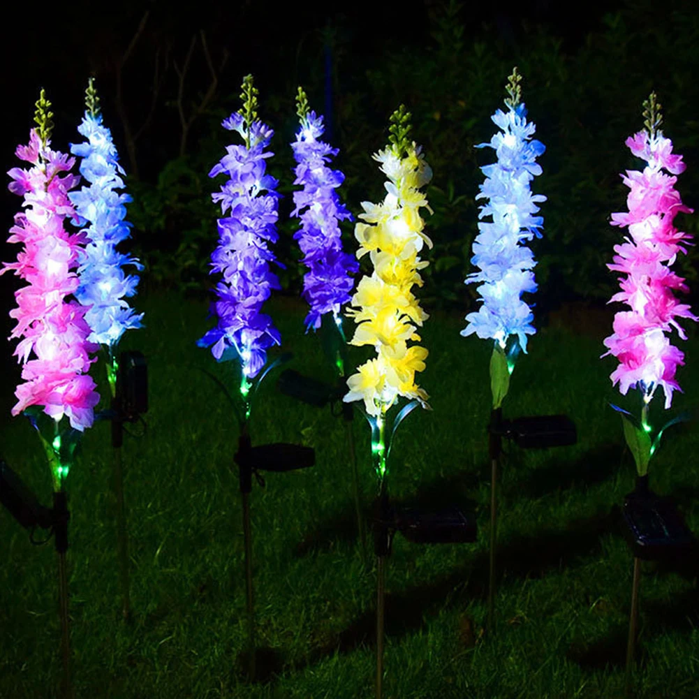 2Pcs napelemes kerti lámpák Jácint viráglámpák 2 világítási mód vízálló napelemes tájlámpa udvari kerti teraszra - 3