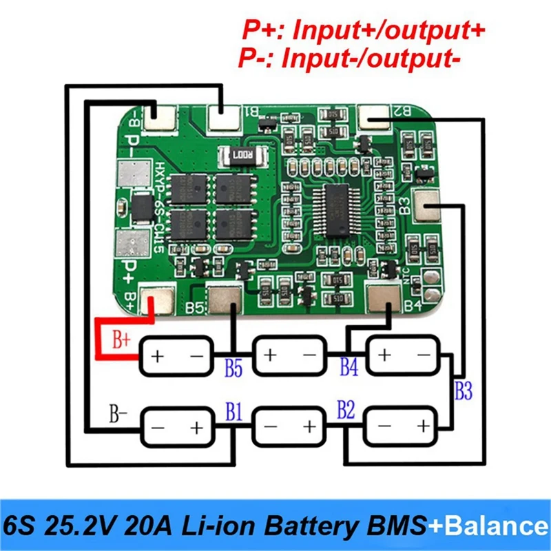 2X 6S 25.2V 20A BMS lítium akkumulátor kártya kiegyensúlyozással 25 V-os csavarhúzóhoz és 24 V-os akkumulátorhoz - 3