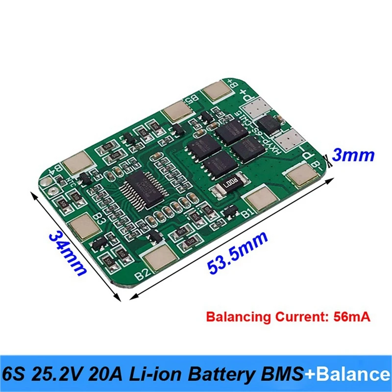 2X 6S 25.2V 20A BMS lítium akkumulátor kártya kiegyensúlyozással 25 V-os csavarhúzóhoz és 24 V-os akkumulátorhoz - 5