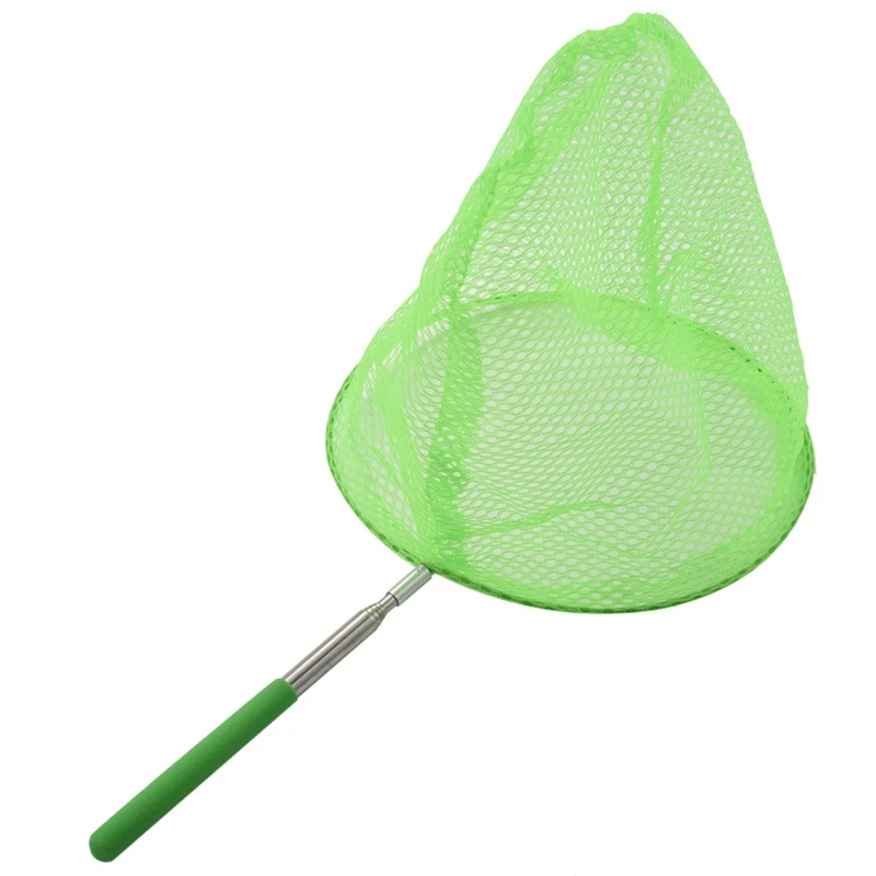 2X Kültéri fogás Pillangóháló Horgászháló táska Rozsdamentes acél teleszkópos horgászháló szerszám zöld - 1