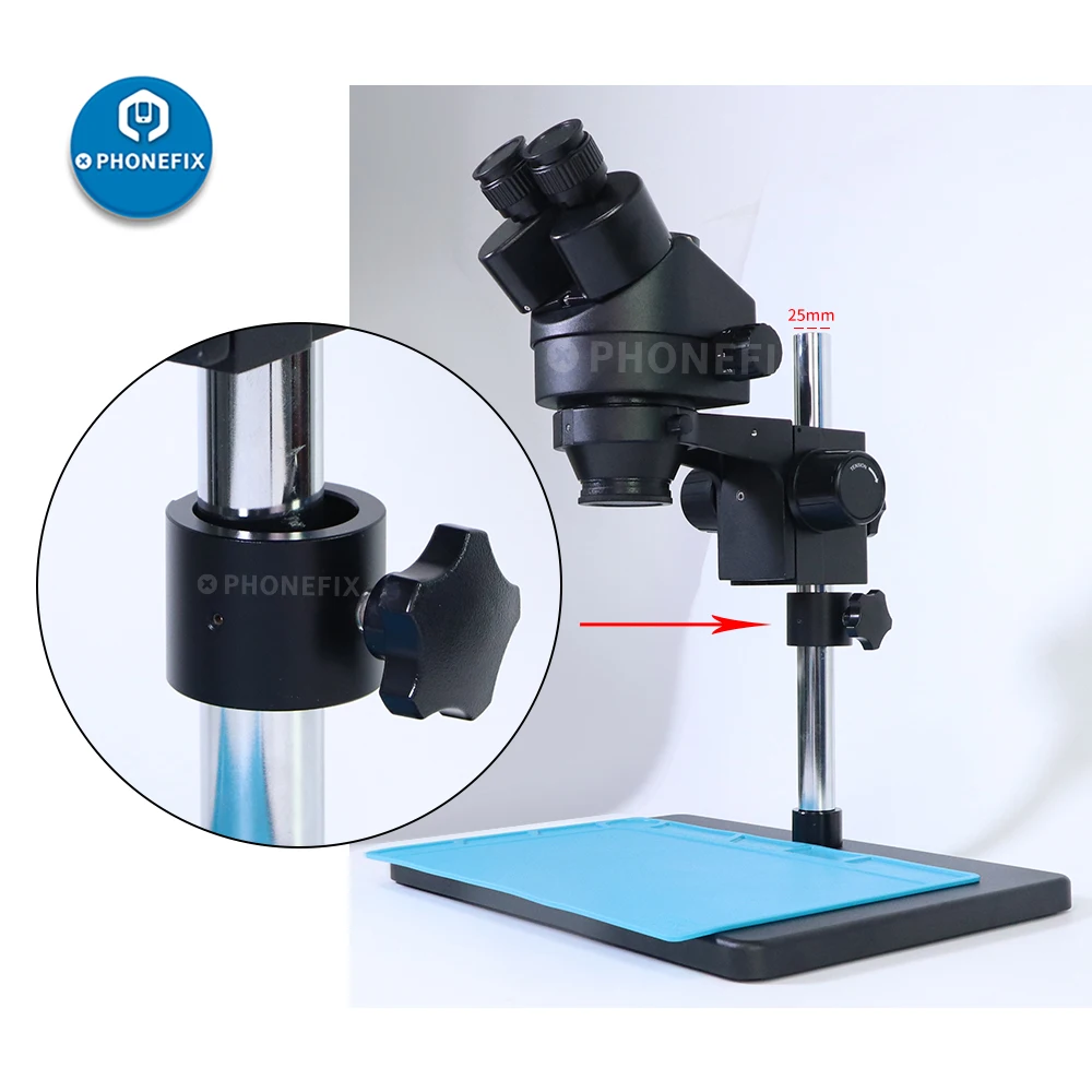32mm ipari sztereó mikroszkóp Limit fix pozíciójú gyűrűtartó Fém oszloposzlop rúdadapter csavaros Microscopio alkatrészekkel - 2