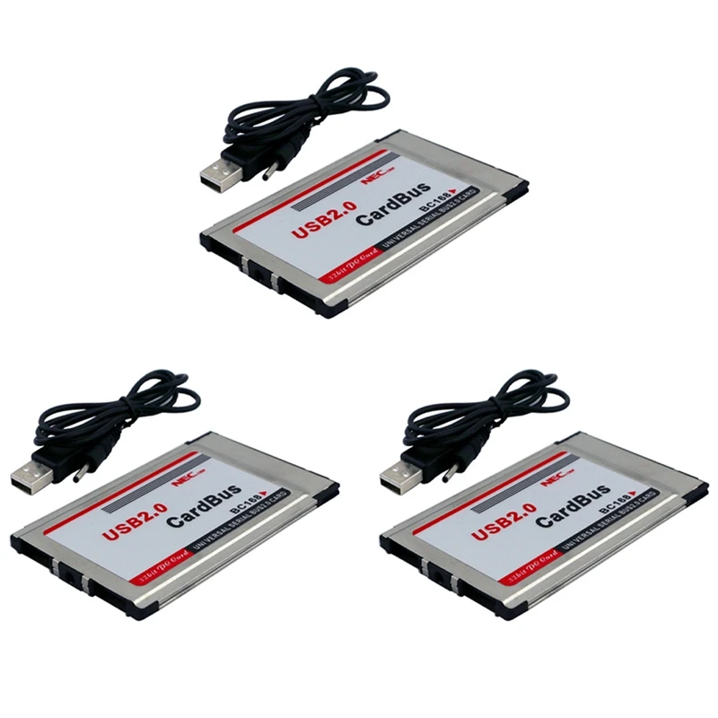 3X PCMCIA - USB 2.0 Cardbus kettős 2 portos 480M kártyaadapter laptop PC-hez - 0