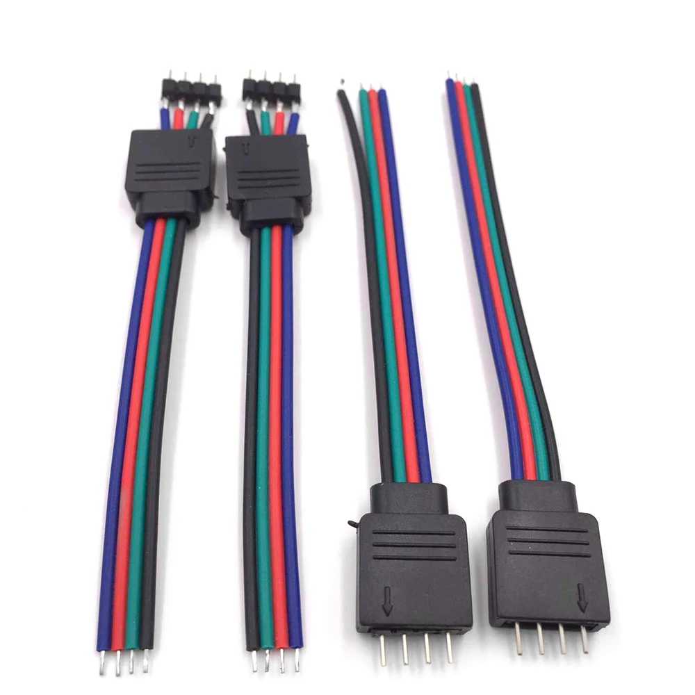 4 tűs férfi anya RGB csatlakozó kábel kábel LED szalag fényvezeték kábel csatlakozó adapter 3528 5050 SMD LED szalag lámpához - 0