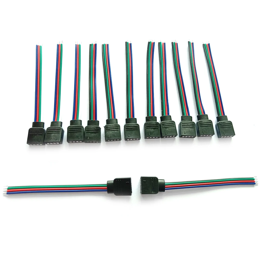 4 tűs férfi anya RGB csatlakozó kábel kábel LED szalag fényvezeték kábel csatlakozó adapter 3528 5050 SMD LED szalag lámpához - 1