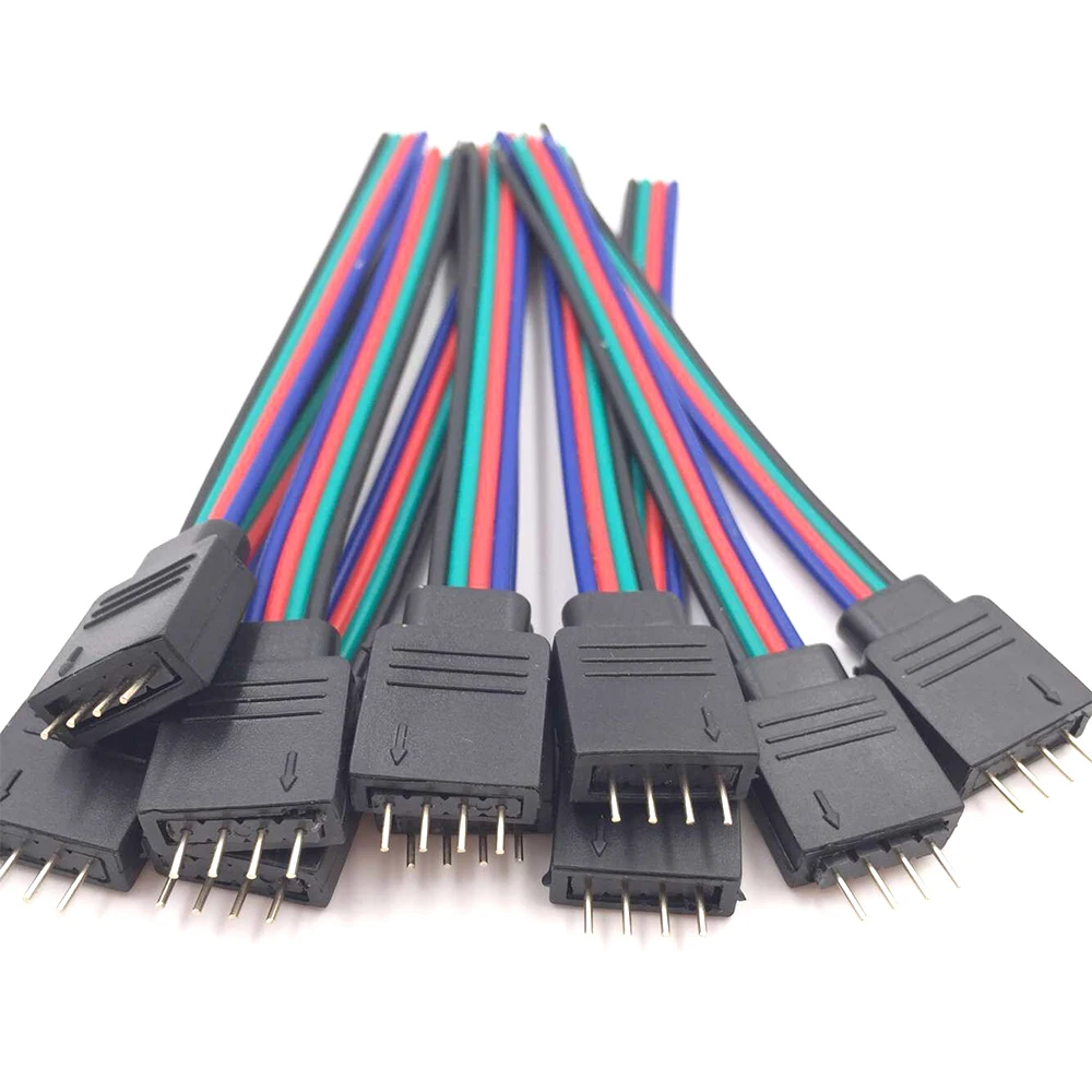 4 tűs férfi anya RGB csatlakozó kábel kábel LED szalag fényvezeték kábel csatlakozó adapter 3528 5050 SMD LED szalag lámpához - 4