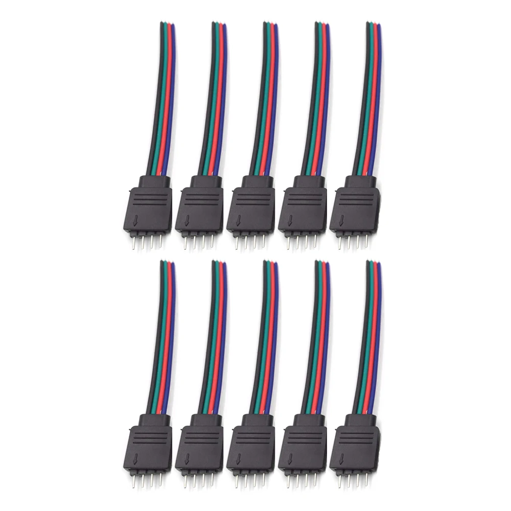 4 tűs férfi anya RGB csatlakozó kábel kábel LED szalag fényvezeték kábel csatlakozó adapter 3528 5050 SMD LED szalag lámpához - 5