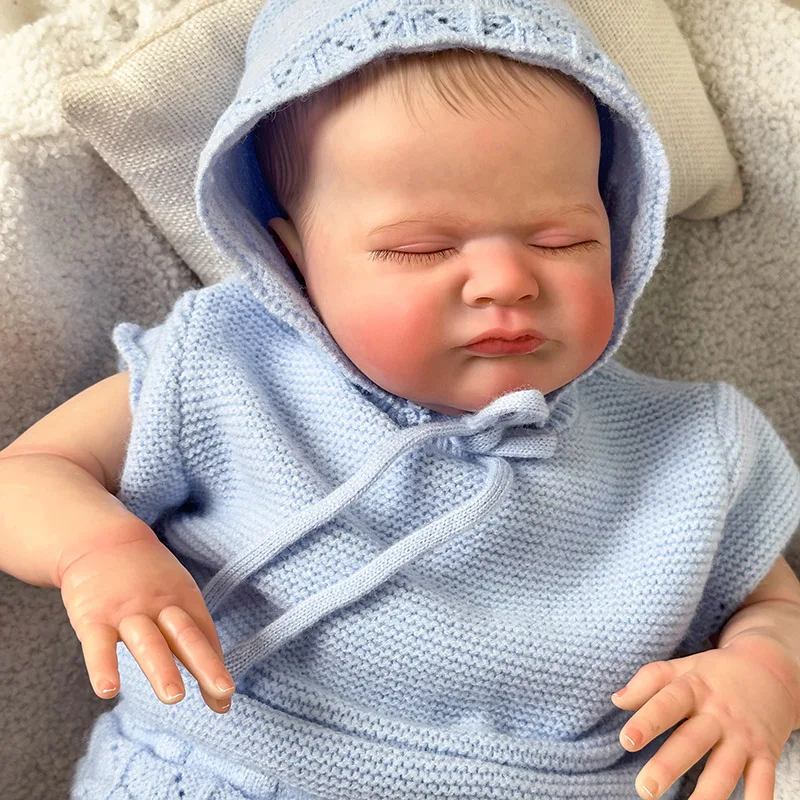 49CM Reborn baba Max újszülött baba alvó baba puha Vinly 3D festett kézzel húzott hajjal Kiváló minőségű újjászületett játék ajándék gyerekeknek - 1