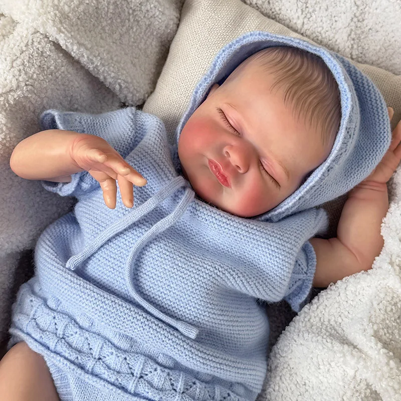 49CM Reborn baba Max újszülött baba alvó baba puha Vinly 3D festett kézzel húzott hajjal Kiváló minőségű újjászületett játék ajándék gyerekeknek - 3