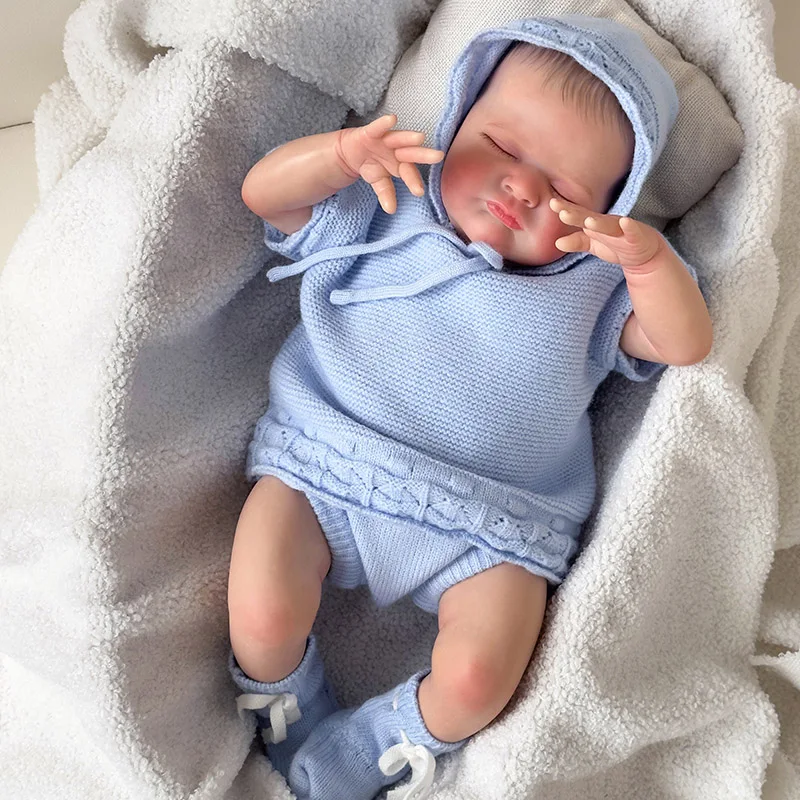 49CM Reborn baba Max újszülött baba alvó baba puha Vinly 3D festett kézzel húzott hajjal Kiváló minőségű újjászületett játék ajándék gyerekeknek - 4