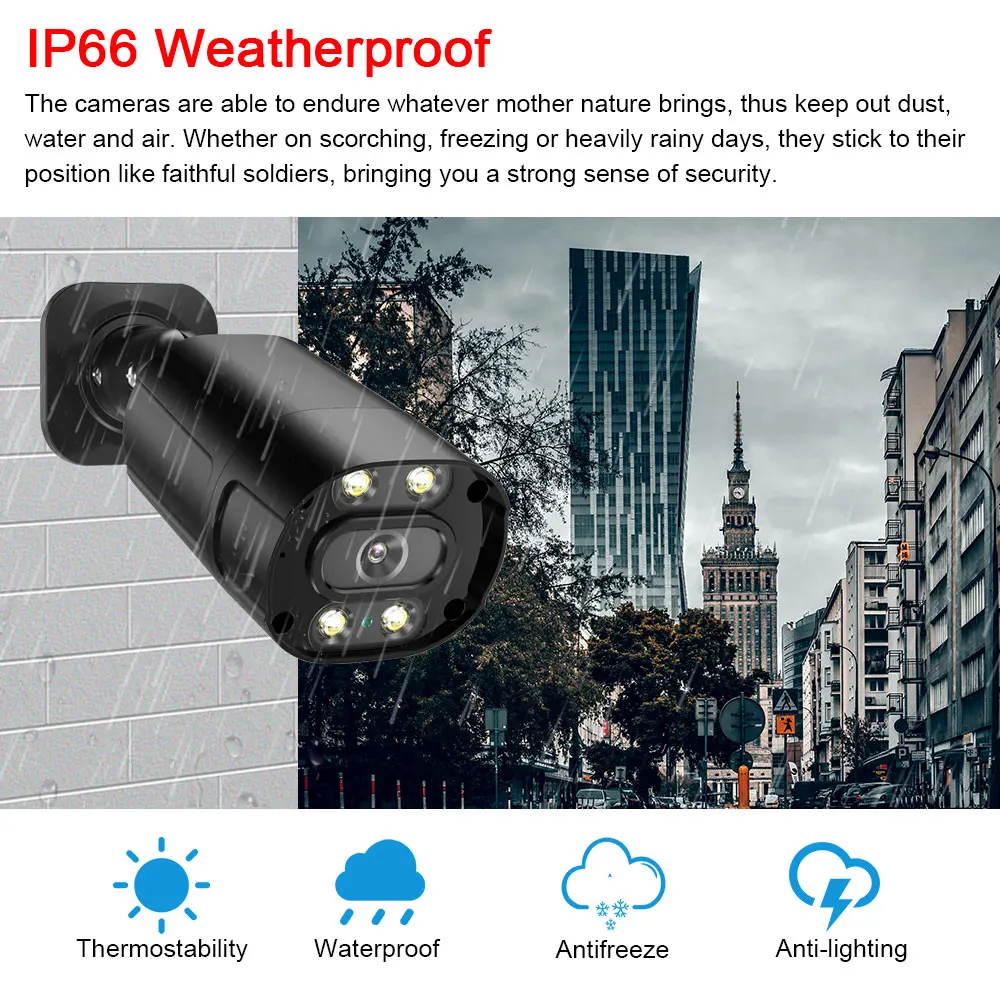 4K 16CH CCTV rendszer POE NVR készlet Bullet Color éjjellátó AI mozgásérzékelő H.265 videomegfigyelő IP biztonsági kamera P2P - 4